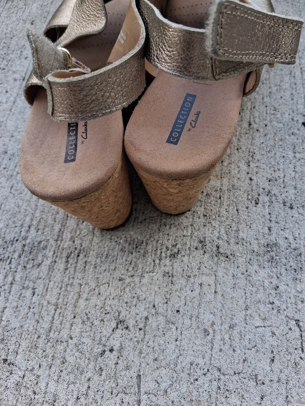 Clarks Metallic Gold Leather Slingback Sandals